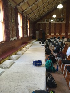 We all slept on these mattresses arranged inside the marae. 